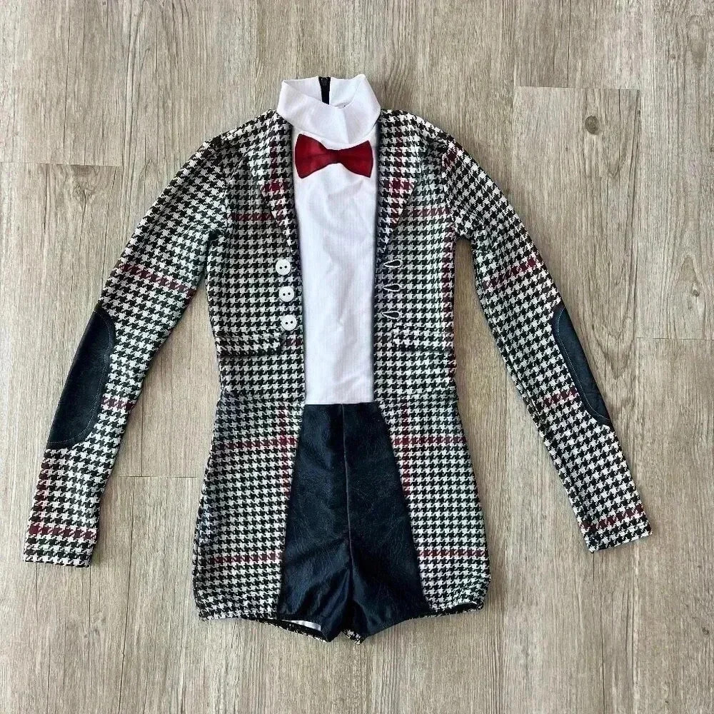 Black and White Dance Costume with Houndstooth Blazer